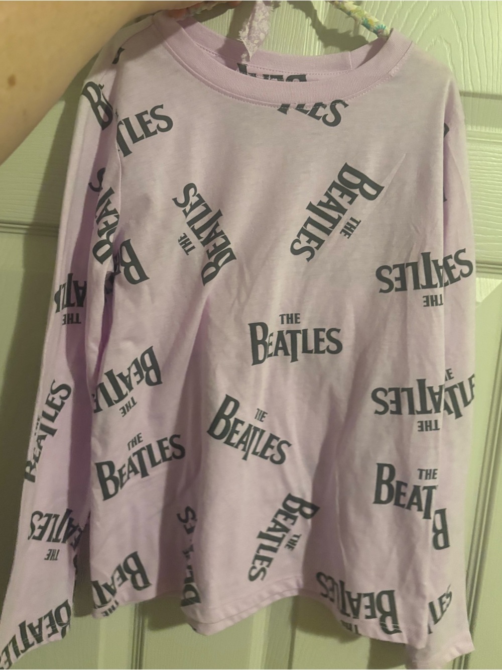 The Beatles Lilac All-Over Logo Long Sleeve Tee